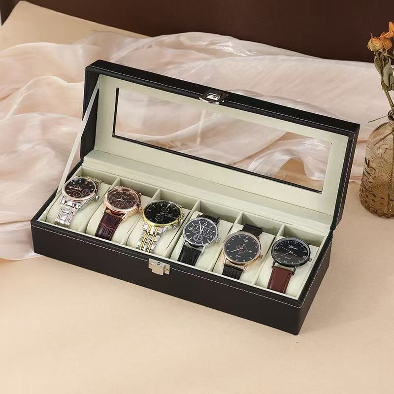 6 Slot Leather Watch Organizer Box